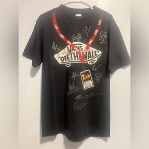 Vans Off The Wall Black Graphic Tee with Red Lanyard Print